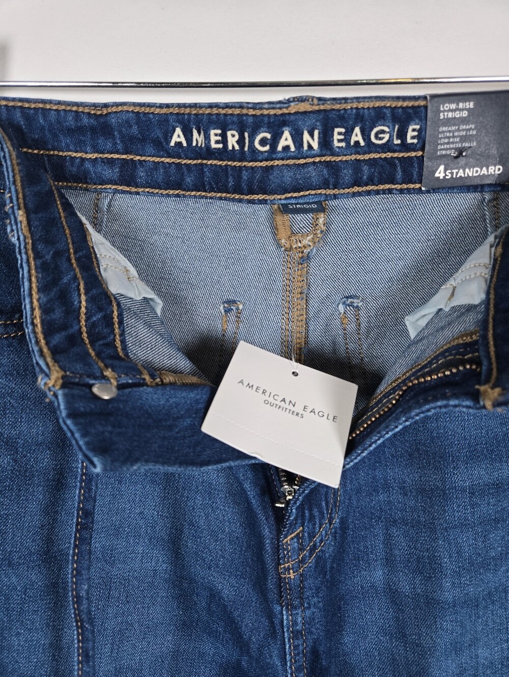 NEW American Eagle Dreamy Drape Ultra Wide Leg Denim Jeans Strigid Size 4/27 - Picture 6 of 14